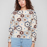 Crochet top with hexagonal pattern, crafted from a soft cotton blend fabric for comfort and style by Charlie B.