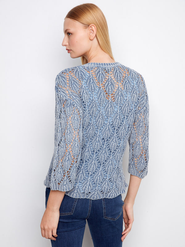 Crochet Crew Neck Sweater - Haze