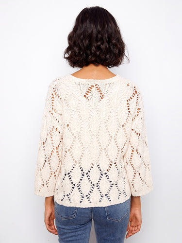 The 3/4 sleeves add to the charm of this cozy cotton blend top, suitable for any casual outing. By Charlie B.
