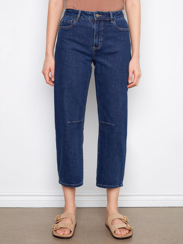 Cropped Barrel Jeans - Indigo