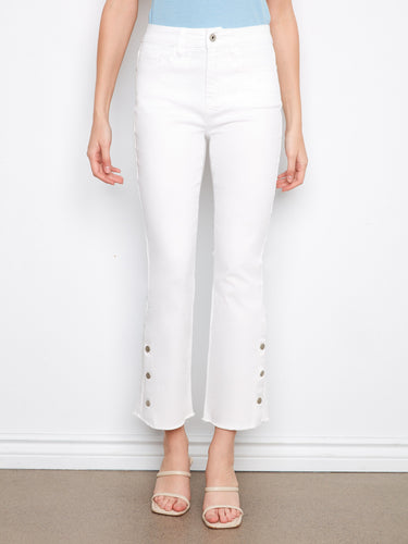 Crafted from stretch twill, these cropped pants offer both comfort and style with a five-pocket design by Charlie B.