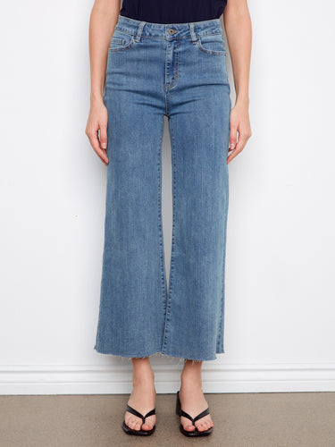 Cropped length jeans with a raw hem add an edgy touch to your wardrobe. Designed to impress by Charlie B.