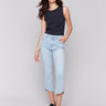Light blue jeans with a straight fit design, crafted from stretch denim fabric by Charlie B.