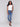 Stretch denim fabric in medium blue with a cropped length and regular rise by Charlie B.