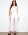 These pants feature a stylish wide leg design, perfect for a modern look. Crafted from stretch linen blend by Charlie B.