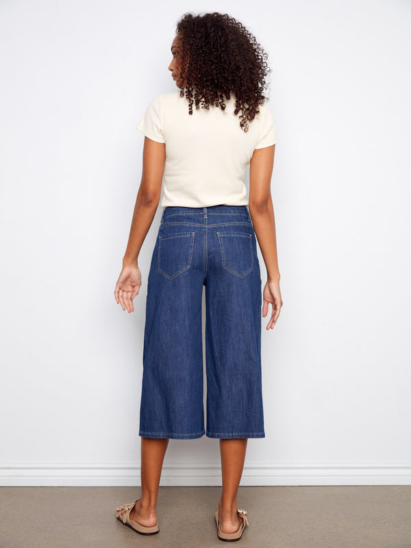 Cropped Palazzo Jeans - Indigo