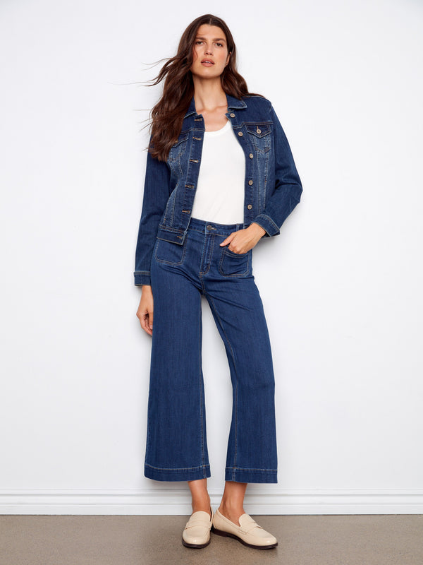 With their cropped length, these denim pants offer a contemporary look ideal for casual outings. By Charlie B.