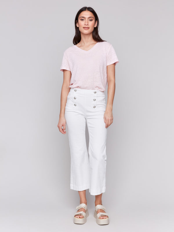 White jeans with a regular rise waist by Charlie B.