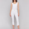 White cropped pants in stretch twill fabric, ideal for a stylish look by Charlie B.