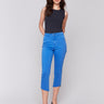 Blue twill pants with five-pocket design, offering a stylish and functional look by Charlie B.