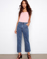 Denim pants with a straight fit, featuring utility style pockets for practical elegance. Designed with stretch fabric by Charlie B.