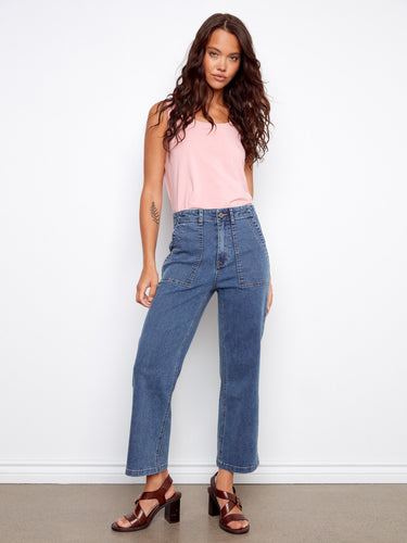 Stylish denim pants in a straight fit, made from comfortable stretch fabric to enhance your casual wardrobe by Charlie B.