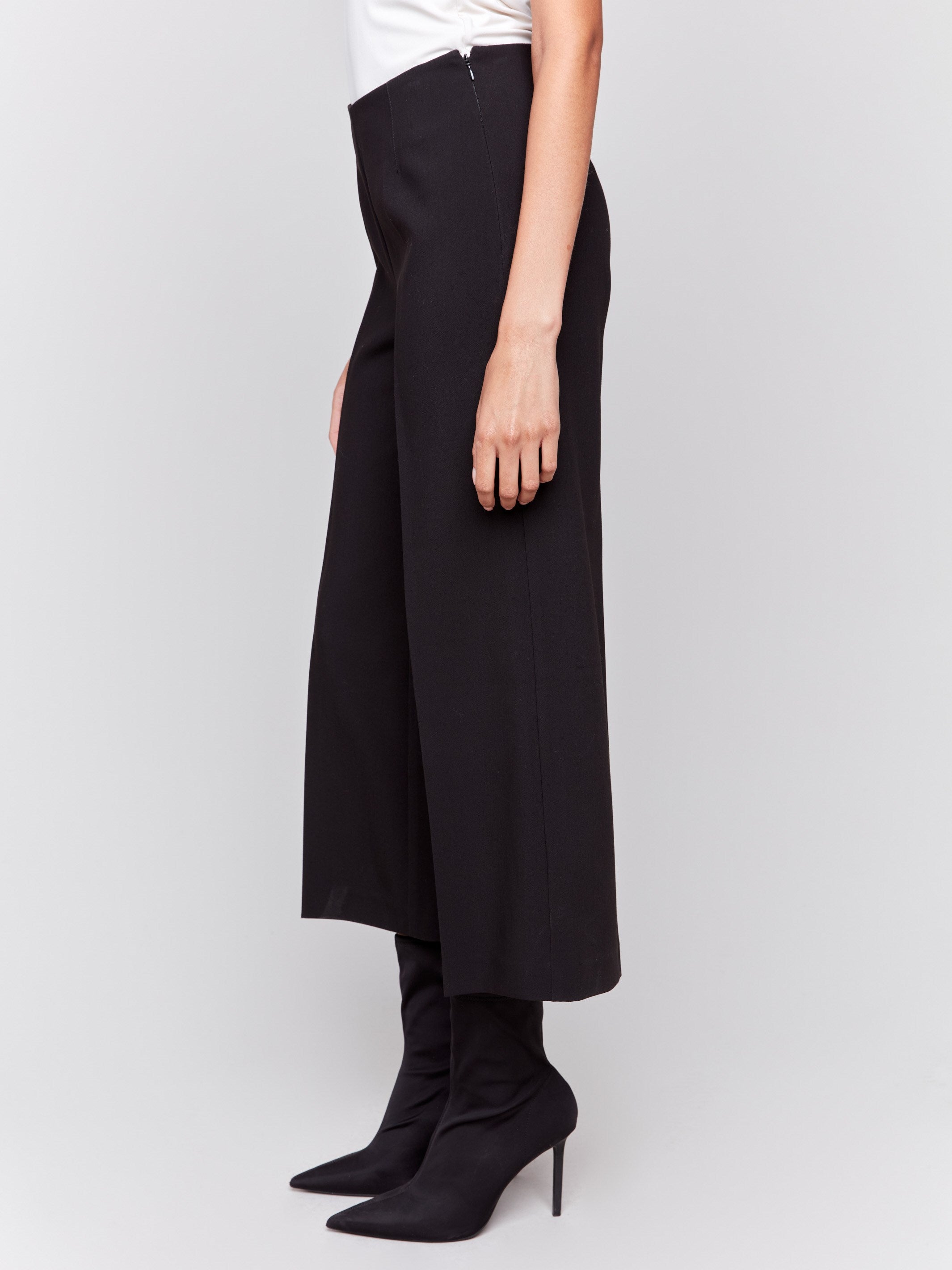 Black wide leg pants cropped hotsell