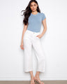 White cropped wide-leg jeans featuring stretch twill fabric for added comfort by Charlie B.