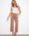 Wide leg pants in stretch twill fabric with a regular rise, offering comfort and style. Perfect for casual outings. By Charlie B.