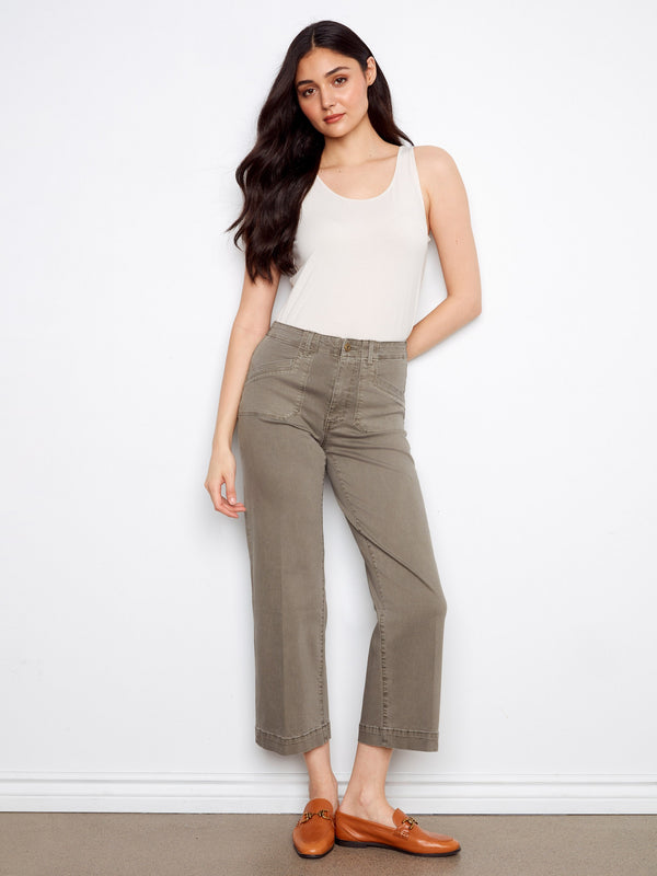 These pants feature a wide leg design, offering a chic and comfortable fit. Perfect for any casual outing by Charlie B.
