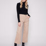 Sesame-colored pants with a regular rise and stretch twill fabric for comfort by Charlie B.