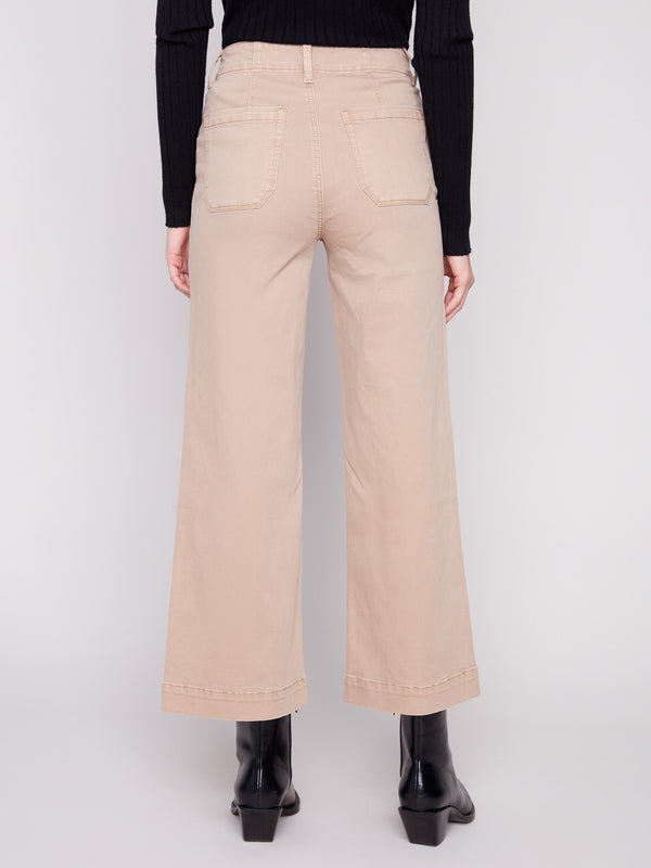 These sesame-colored pants offer a relaxed fit with their wide-leg design by Charlie B.