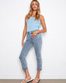 Denim jeans with a slim fit and intricate floral embroidery, offering a stylish look for any casual outing by Charlie B.