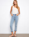 Light blue slim fit jeans with a stylish cuffed hem, offering a chic and modern look by Charlie B.