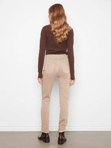 Regular rise beige pants designed for comfort and ease of movement in every step you take by Charlie B.