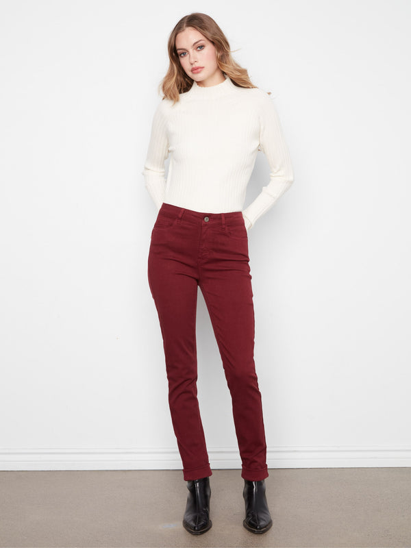Jeans en sergé à revers - Merlot