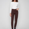 Mocha slim-leg jeans featuring a sleek slim fit and stylish cuffed hems, perfect for any occasion by Charlie B.