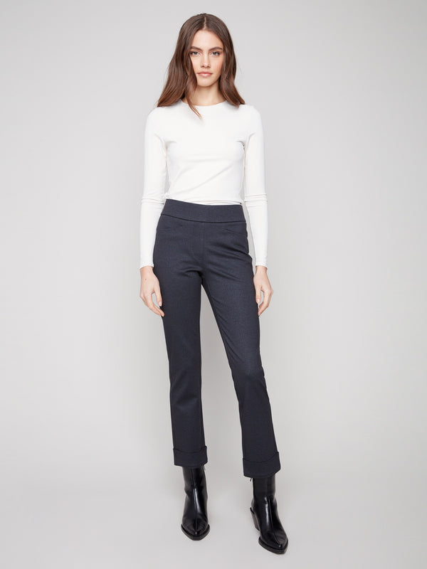 Cuffed Ponte Pants - Navy