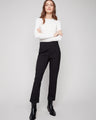 Black ponte pants featuring straight legs and a sleek design, ideal for versatile styling by Charlie B.