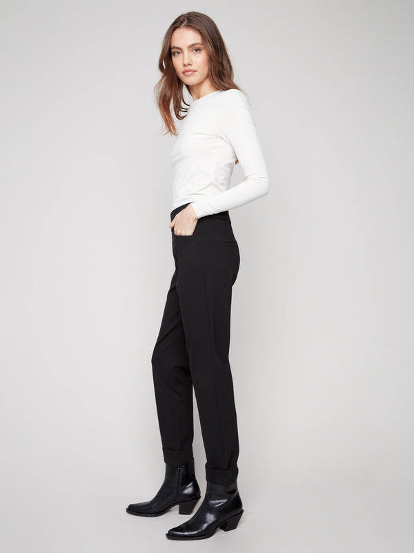 Ponte pants with stylish cuffed hems, offering a modern touch to your wardrobe by Charlie B.