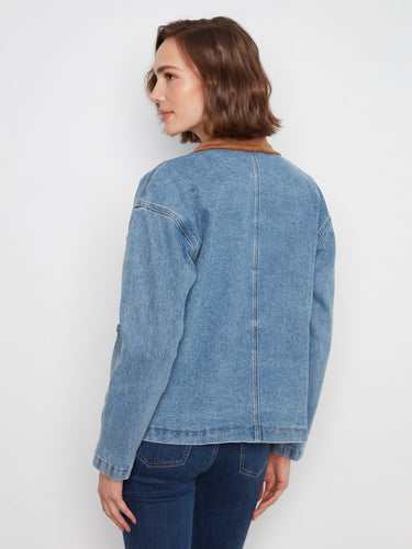 Crafted from stretch denim, this jacket ensures comfort and flexibility. By Charlie B.