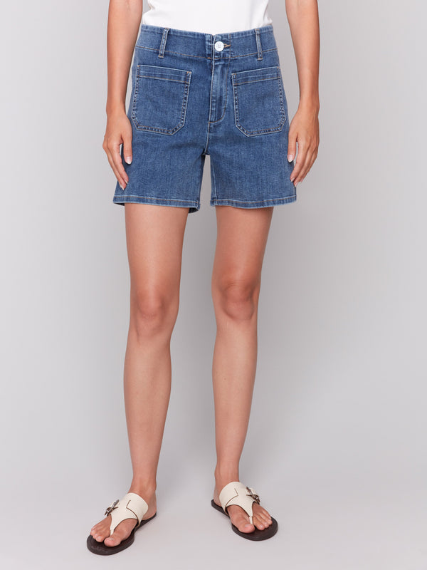 Denim shorts featuring belt loops by Charlie B.