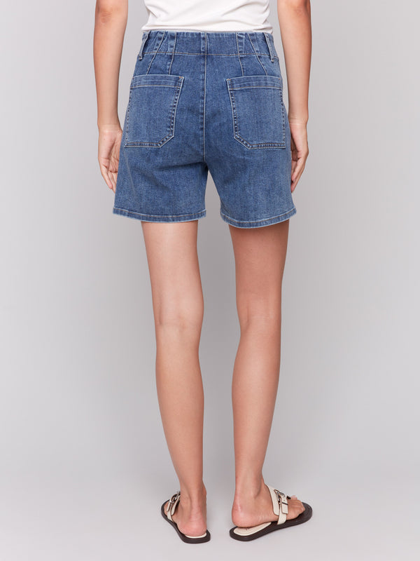 Shorts with front and back patch pockets by Charlie B.