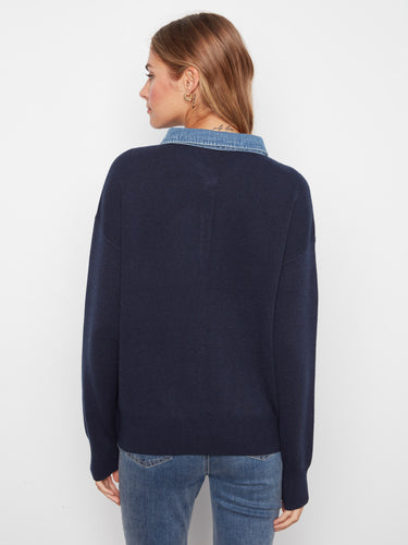 Classic design meets modern comfort with this navy sweater's relaxed fit and stylish details. Perfectly tailored for you by Charlie B.