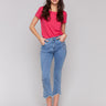 Light blue jeans with a cropped length and five-pocket design by Charlie B.