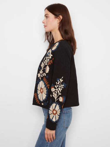 Designed with a relaxed fit, this embroidered jacket ensures comfort without compromising on style by Charlie B.