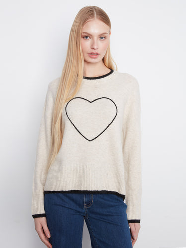 Sweater with heart embroidery and ribbed cuffs, adding a charming touch to your casual wear. Crafted for comfort by Charlie B.