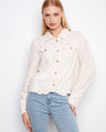 Chic cream jacket with embroidered details on the hem, perfect for elevating casual styles by Charlie B.