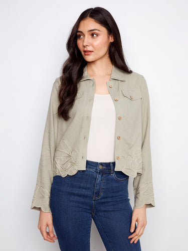 A versatile piece with intricate embroidery that elevates your wardrobe effortlessly. Created by Charlie B.