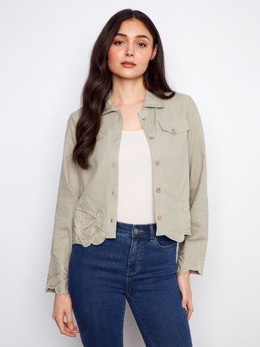 The short length of the jacket provides a modern look that's perfect for layering or wearing alone. By Charlie B.
