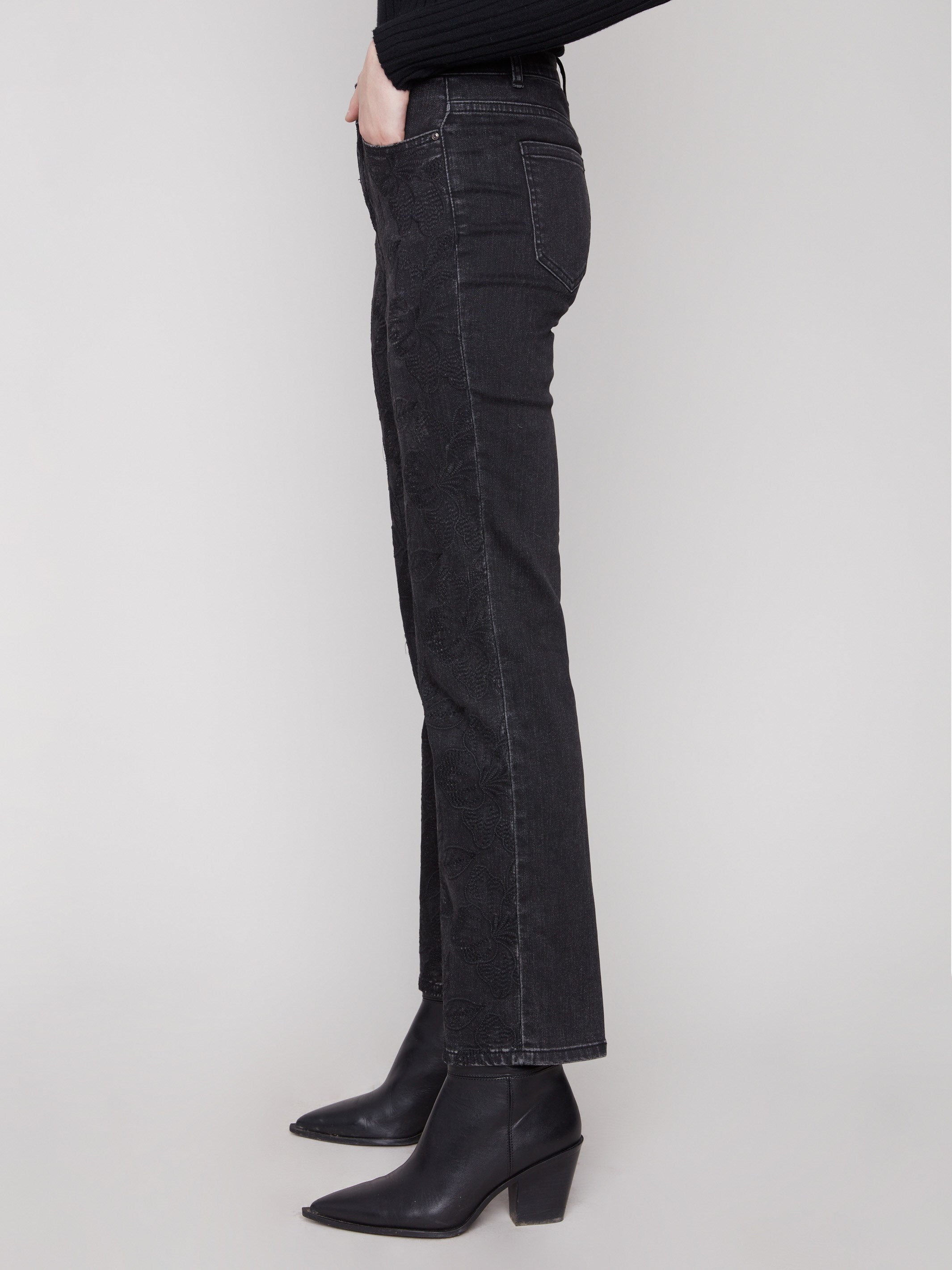 Crafted from stretch denim, these charcoal jeans offer comfort and style with every step you take by Charlie B.