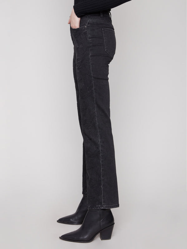 Crafted from stretch denim, these charcoal jeans offer comfort and style with every step you take by Charlie B.