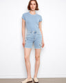 Denim shorts in light blue with delicate side embroidery, offering a stylish five-pocket design by Charlie B.