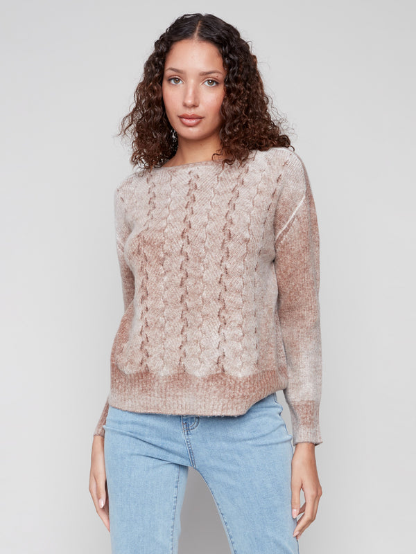 Sepia sweater featuring a classic crew neck and drop shoulders for a relaxed fit by Charlie B.