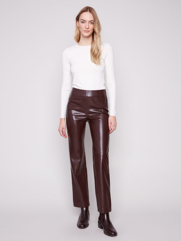 Cabernet faux leather pants featuring a straight fit and sleek design, perfect for any occasion by Charlie B.