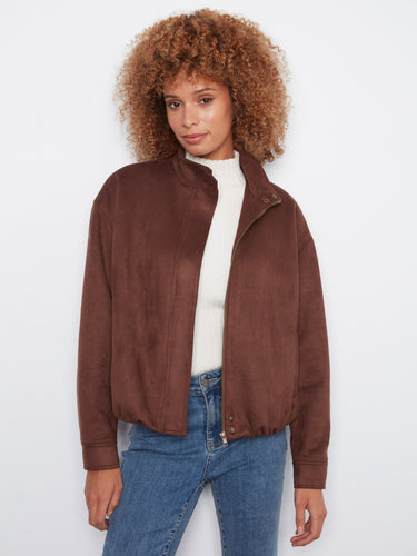 Casual brown jacket designed with welt pockets, combining practicality and style. By Charlie B.