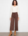 Coffee-colored faux suede pants with a cropped length and regular rise, offering a chic look by Charlie B.