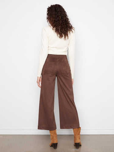 Wide-leg design in coffee-colored faux suede, perfect for a trendy yet comfortable fit by Charlie B.