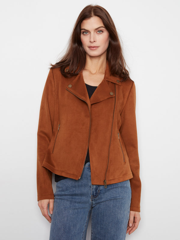 Veste moto en faux suède - Caramel au Beurre
