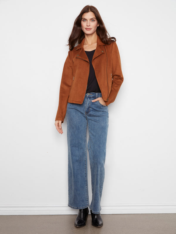 Veste moto en faux suède - Caramel au Beurre